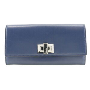Fendi Peekaboo long wallet Navy Blue calfskin turnlock